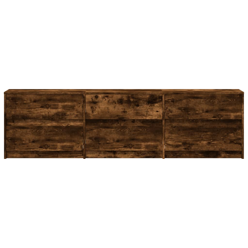 Tv-meubel met LED 180x34x50 cm bewerkt hout gerookt eikenkleur