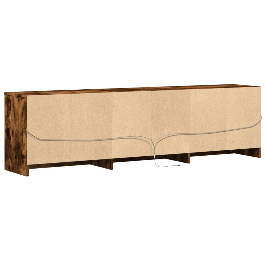 Tv-meubel met LED 180x34x50 cm bewerkt hout gerookt eikenkleur