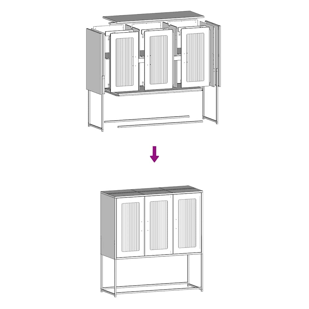 Dressoir 100,5x39x107 cm koudgewalst staal roze