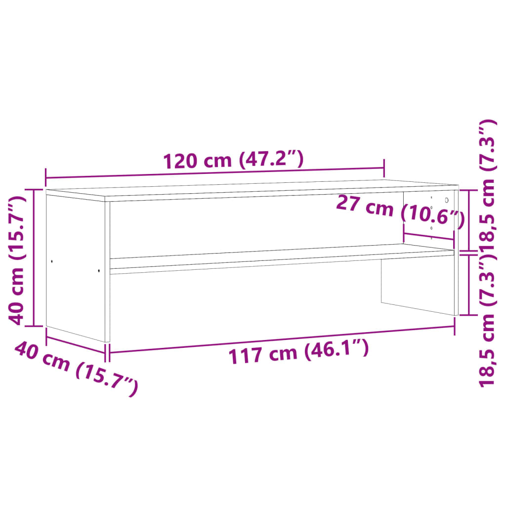 Tv-meubel 120x40x40 cm bewerkt hout artisanaal eikenkleurig