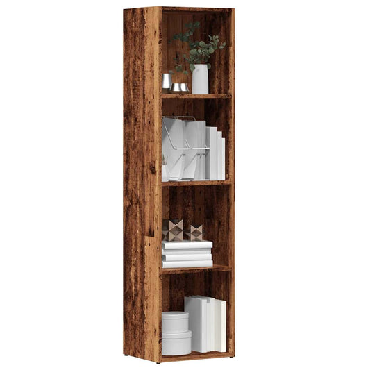 Boekenkast 36x30x114 cm bewerkt hout oud houtkleurig