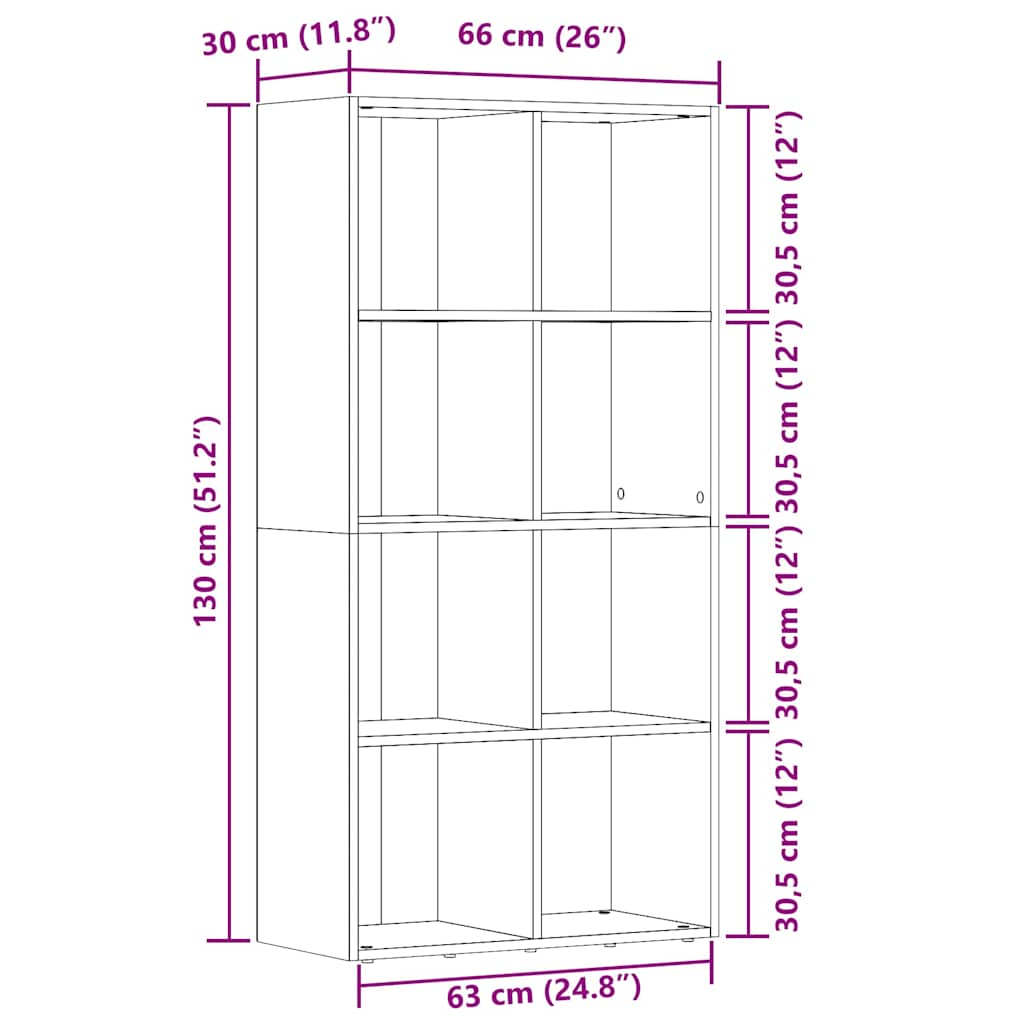 Boekenkast 66x30x130 cm bewerkt hout oud houtkleurig