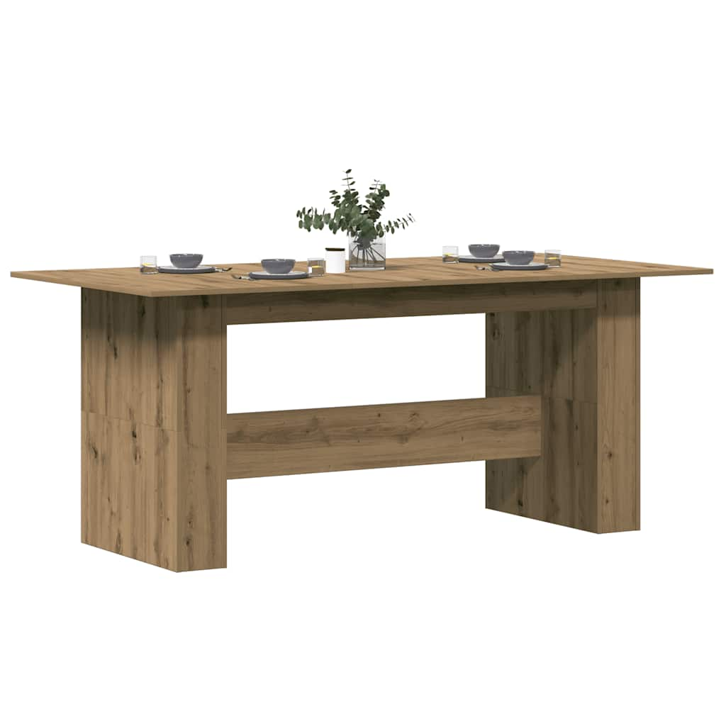 Eettafel 180x90x76 cm bewerkt hout artisanaal eikenkleur