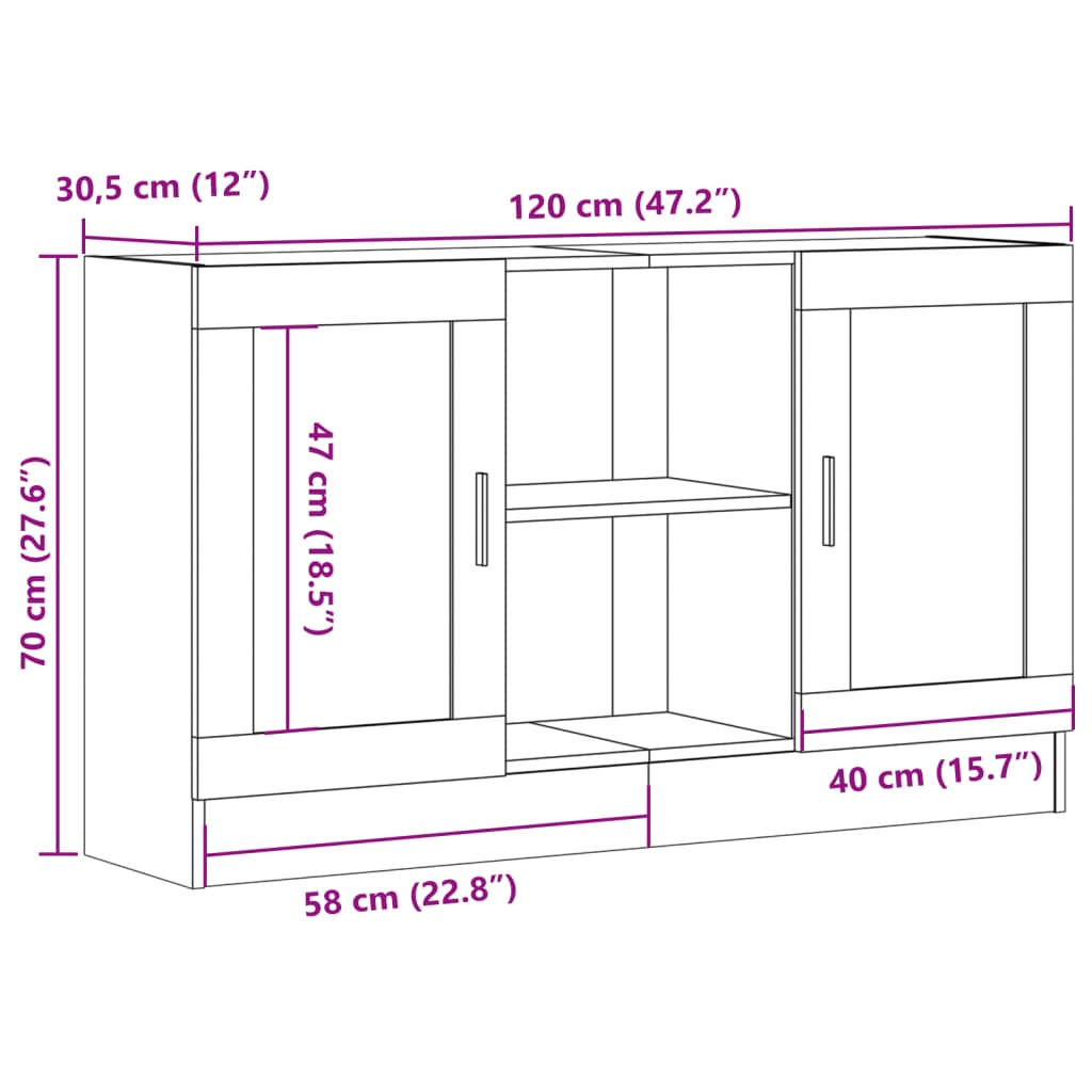 Dressoir 120x30,5x70 cm bewerkt hout oud houtkleurig