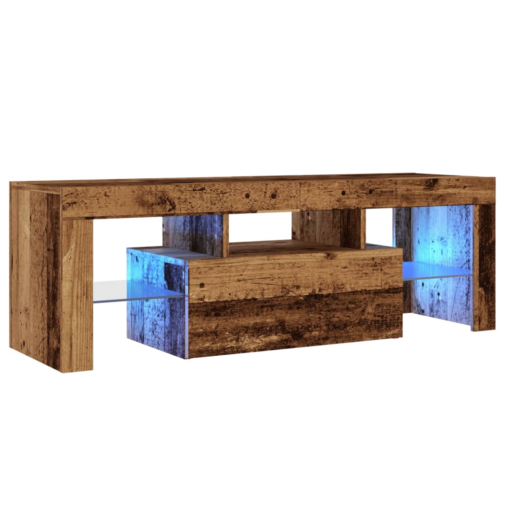 Tv-meubel met LED 120x36,5x40 cm bewerkt hout oud hout