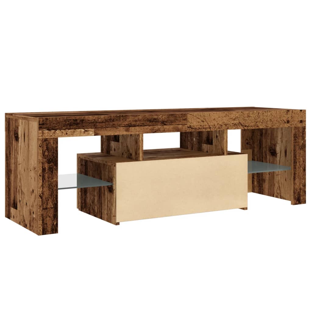 Tv-meubel met LED 120x36,5x40 cm bewerkt hout oud hout