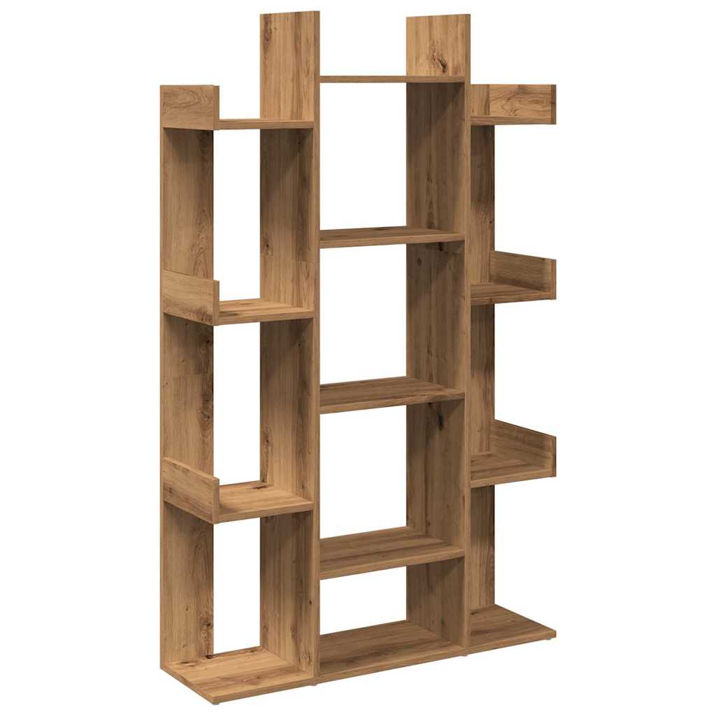 Boekenkast 86x25,5x140 cm bewerkt hout artisanaal eikenkleur