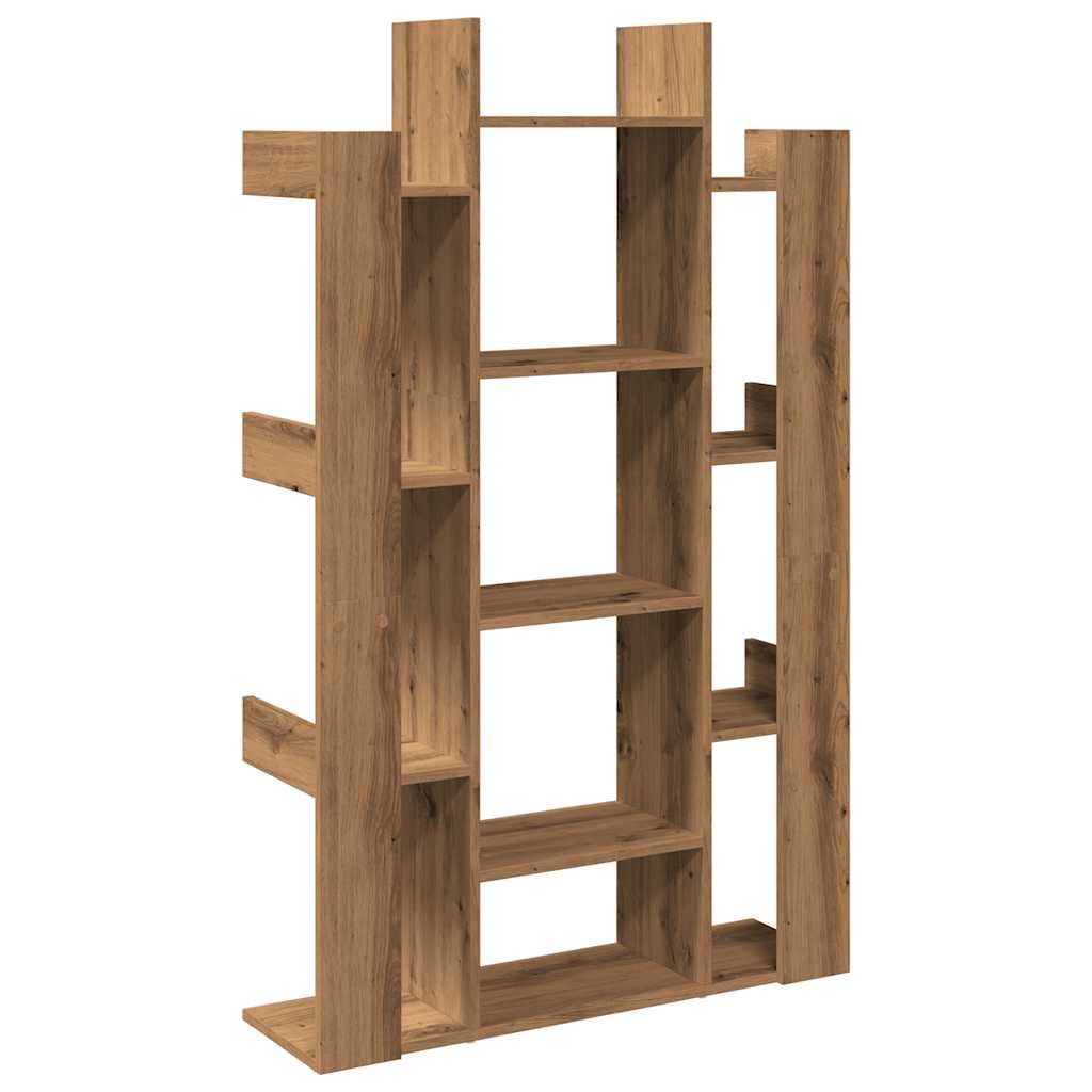 Boekenkast 86x25,5x140 cm bewerkt hout artisanaal eikenkleur