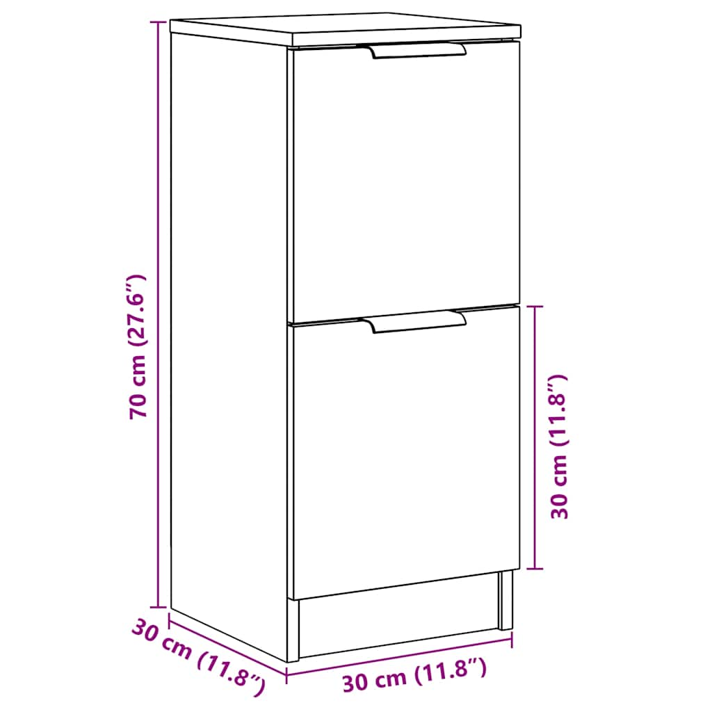 Dressoir 30x30x70 cm bewerkt hout oud houtkleurig