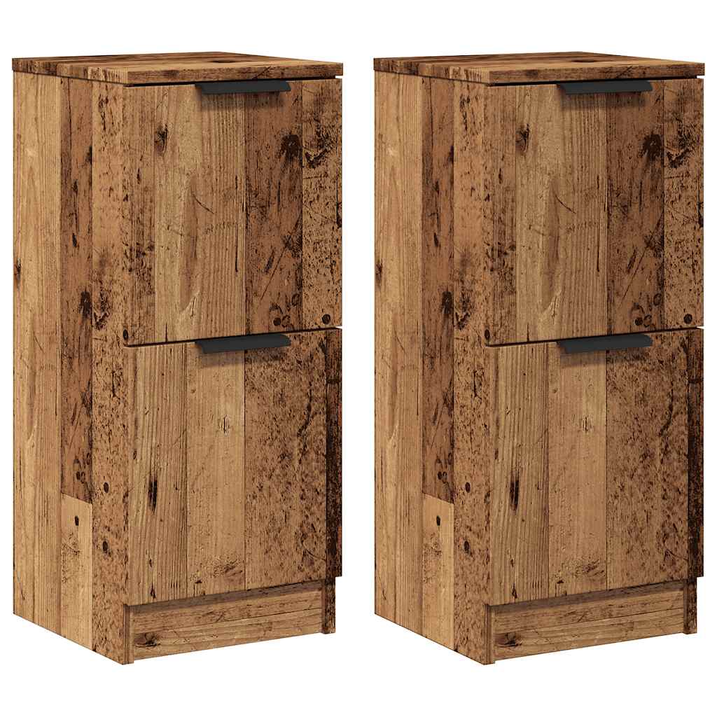 Dressoirs 2 st 30x30x70 cm bewerkt hout oud houtkleurig