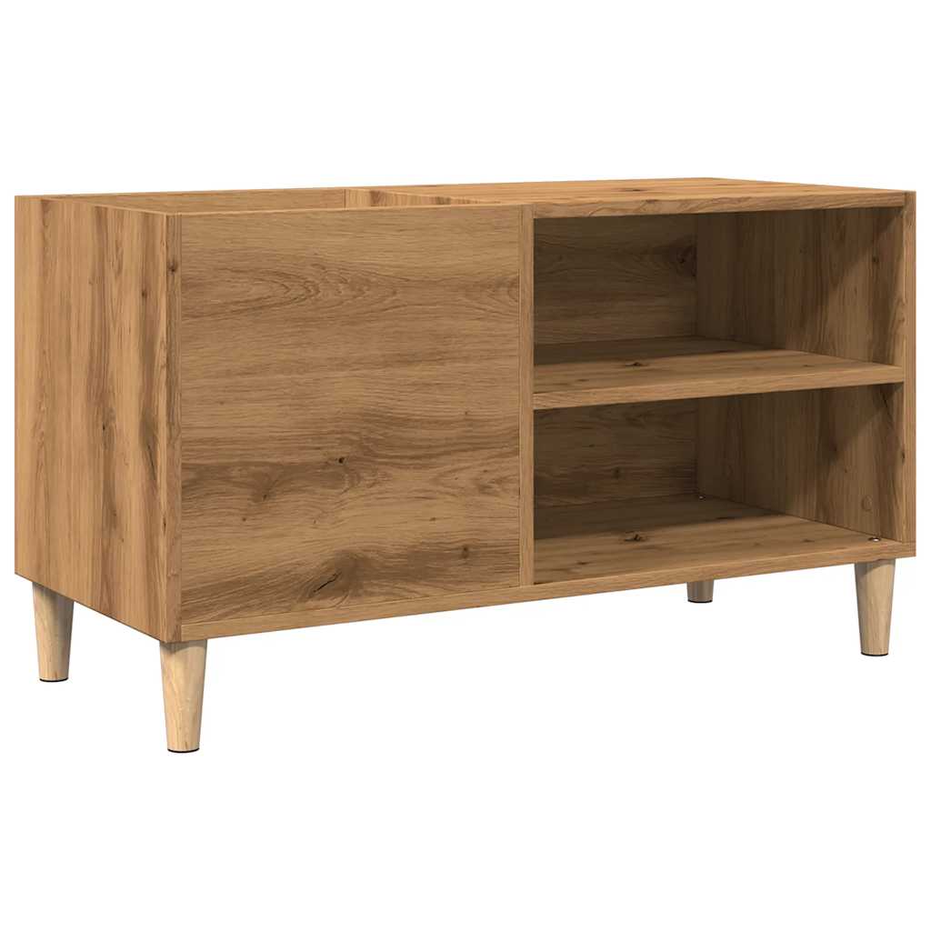 Platenkast 84,5x38x48 cm bewerkt hout artisanaal eikenkleur