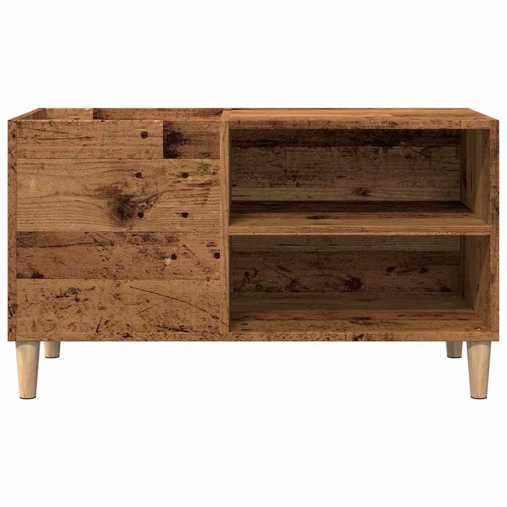 Platenkast 84,5x38x48 cm bewerkt hout artisanaal eikenkleur