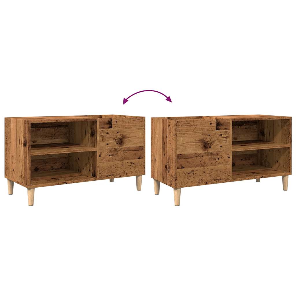 Platenkast 84,5x38x48 cm bewerkt hout artisanaal eikenkleur