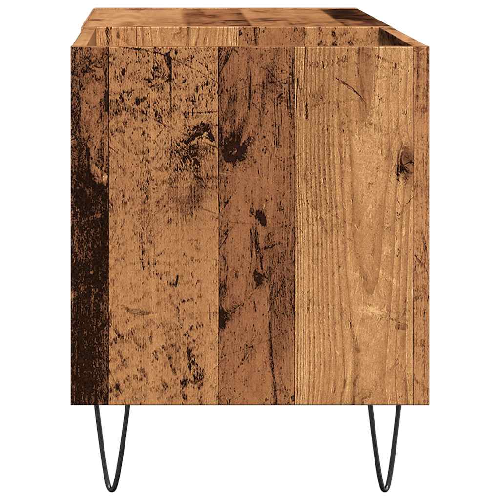 Platenkast 84,5x38x48 cm bewerkt hout oud houtkleurig