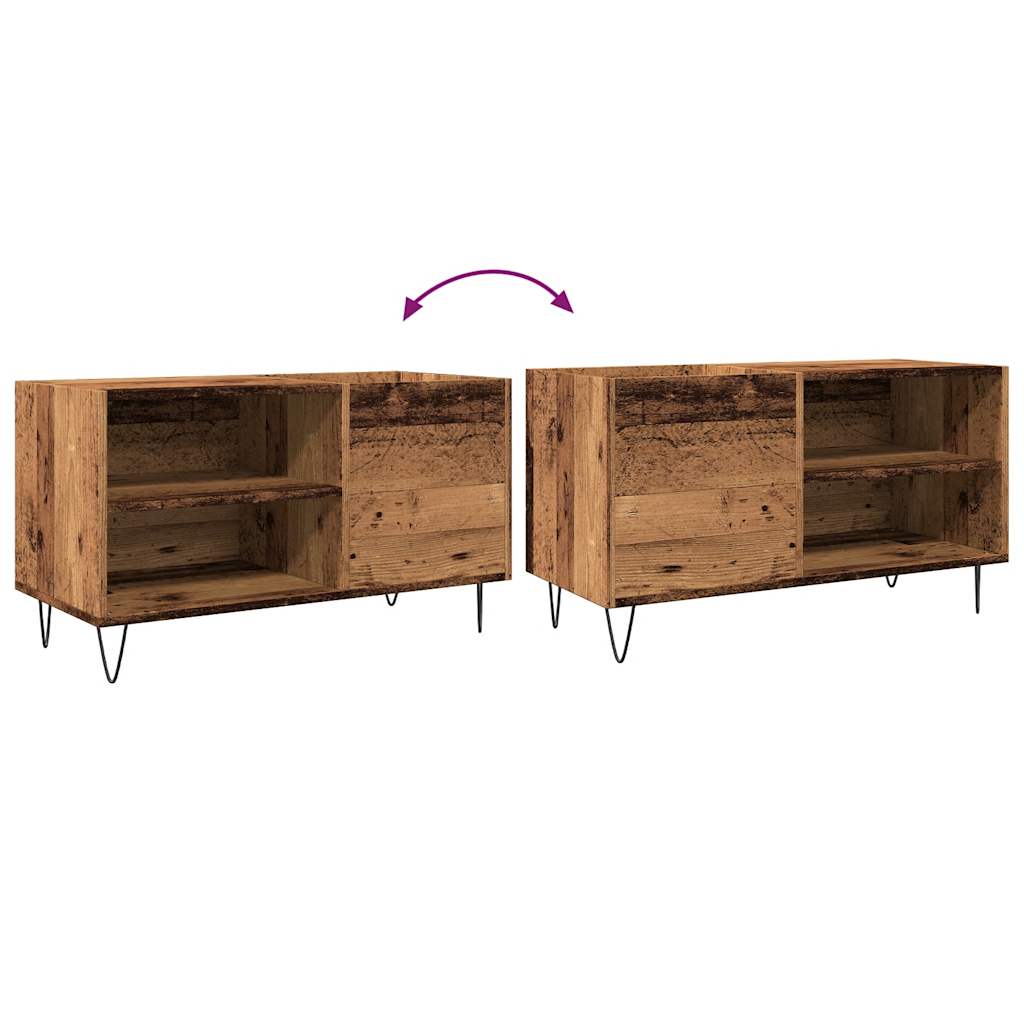 Platenkast 84,5x38x48 cm bewerkt hout oud houtkleurig