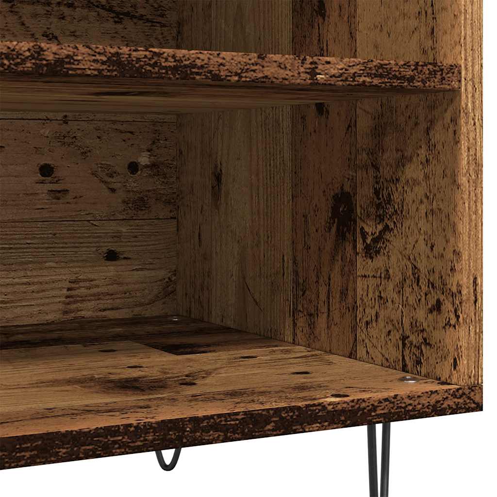 Platenkast 84,5x38x48 cm bewerkt hout oud houtkleurig