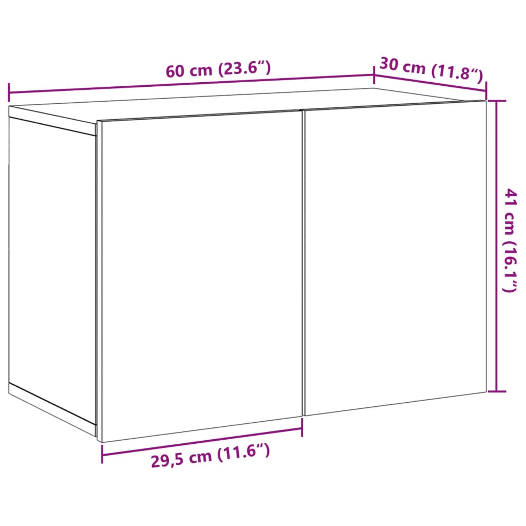 Tv-meubel wandgemonteerd 60x30x41 cm oud houtkleurig