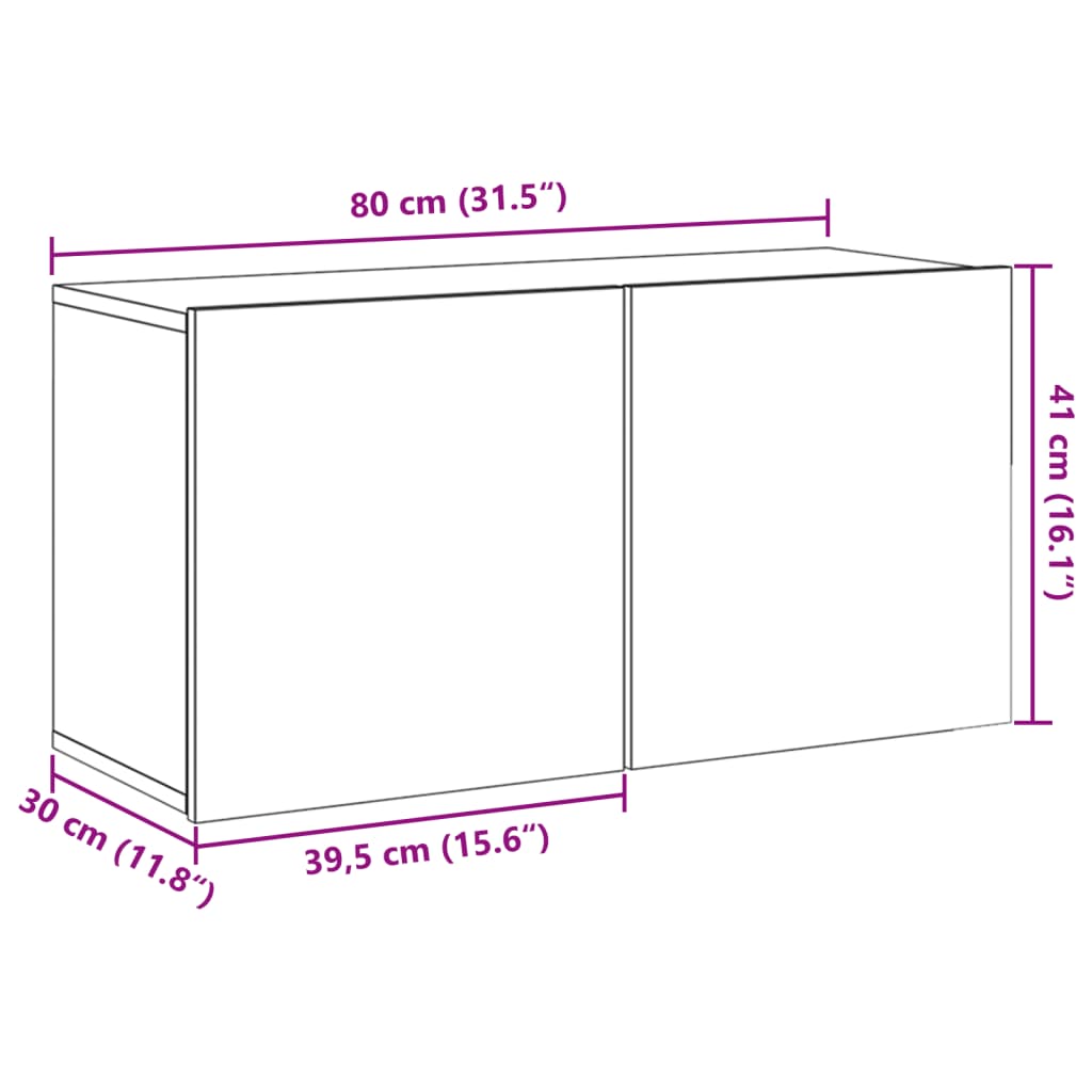 Tv-meubel wandgemonteerd 80x30x41 cm artisanaal eikenkleurig