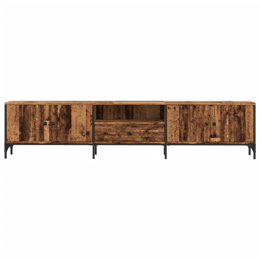 Tv-meubel met lade 200x25x44 cm bewerkt hout oud houtkleurig