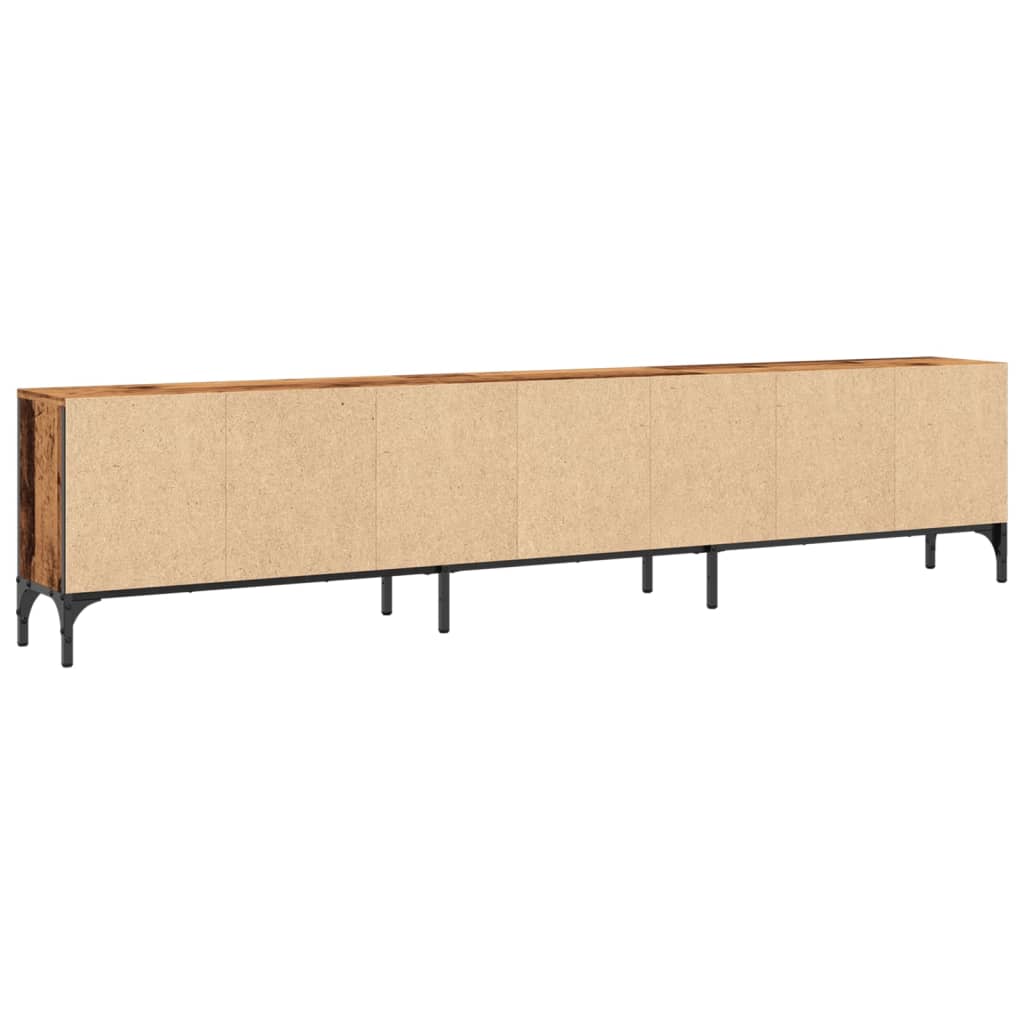 Tv-meubel met lade 200x25x44 cm bewerkt hout oud houtkleurig