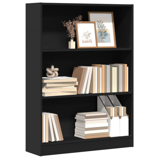 Boekenkast 80x24x109 cm bewerkt hout zwart