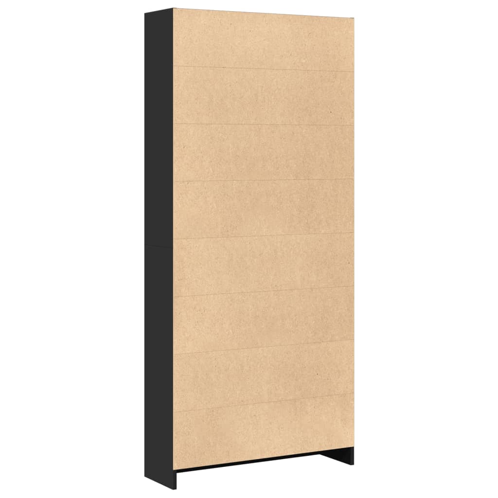 Boekenkast 80x24x176 cm bewerkt hout zwart