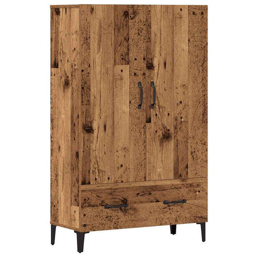 Hoge kast 70x31x115 cm bewerkt hout oud houtkleurig