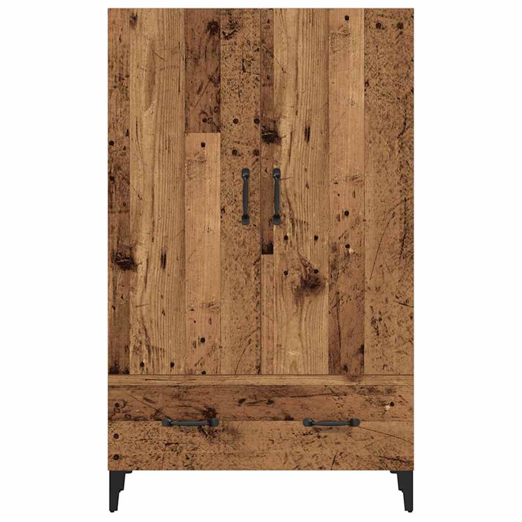 Hoge kast 70x31x115 cm bewerkt hout oud houtkleurig