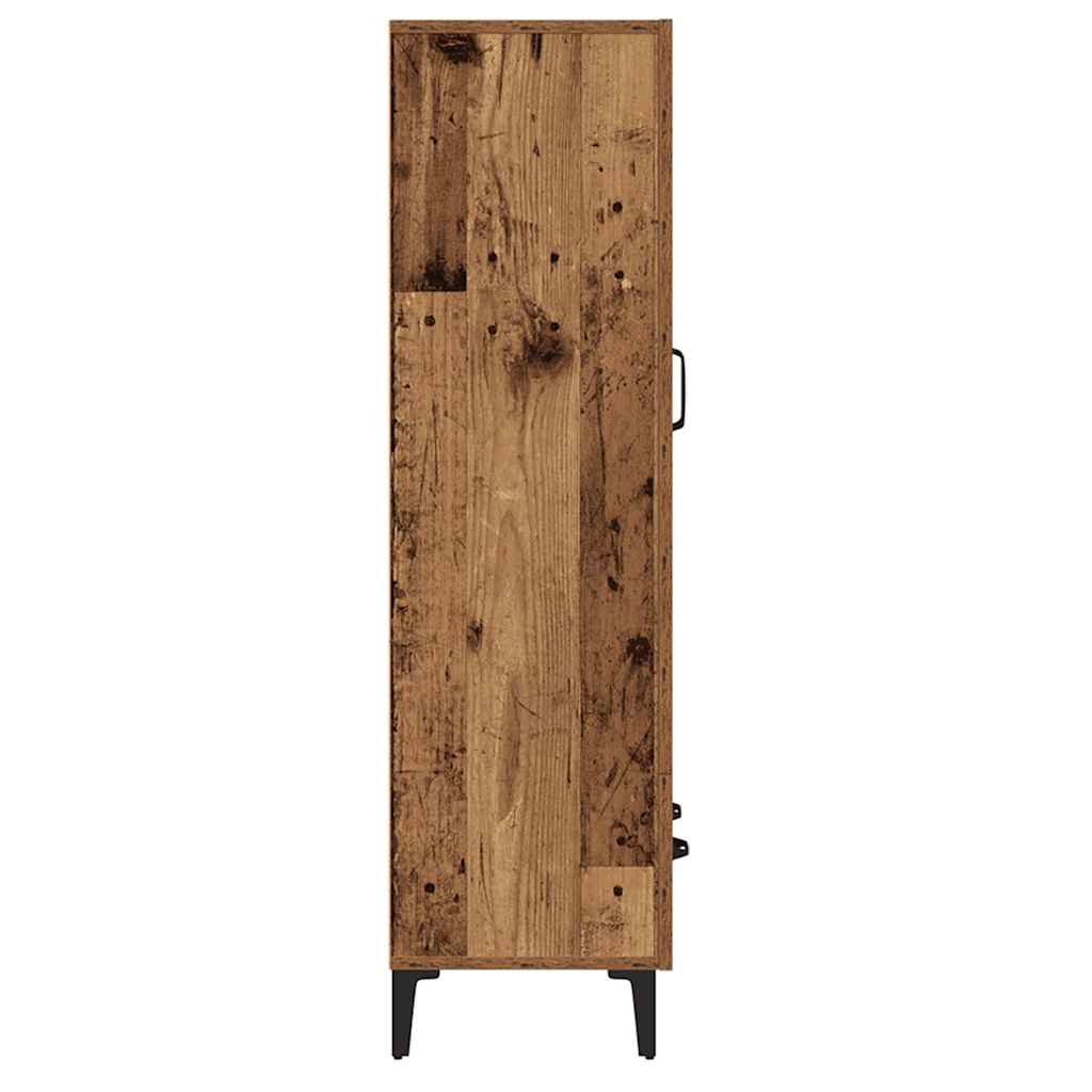 Hoge kast 70x31x115 cm bewerkt hout oud houtkleurig