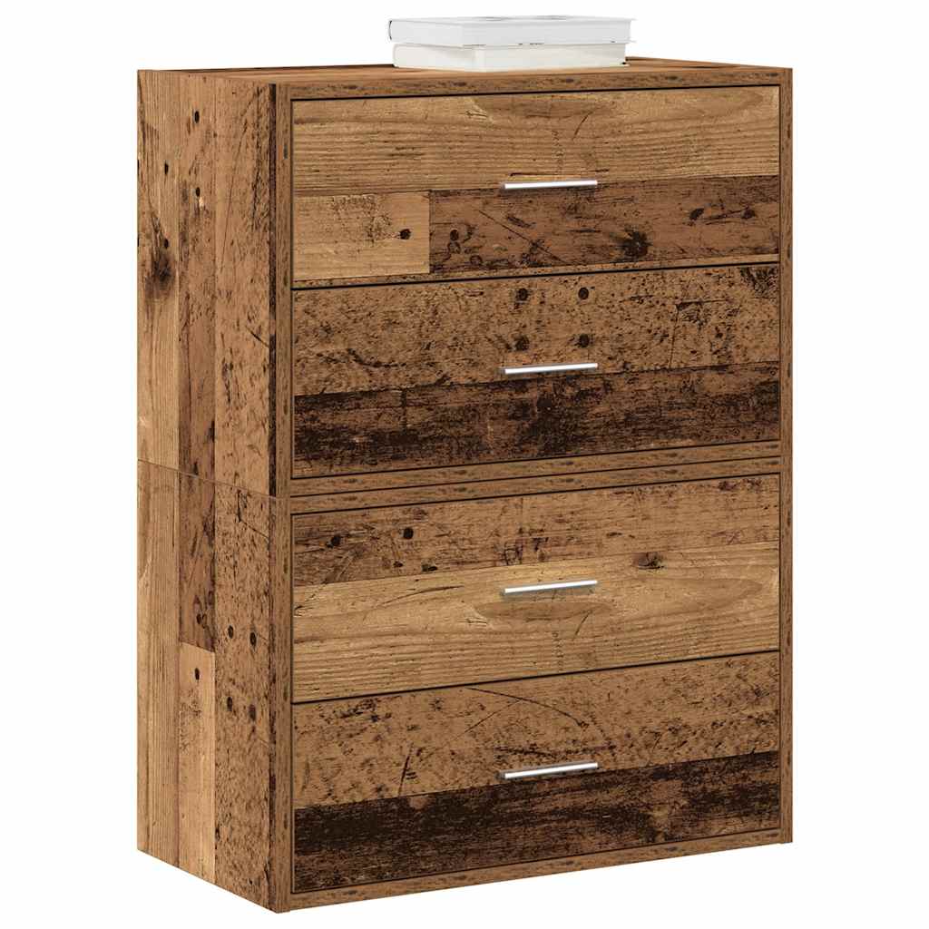 Kasten met 2 lades 2 st 60x31x40cm bewerkt hout oud houtkleurig