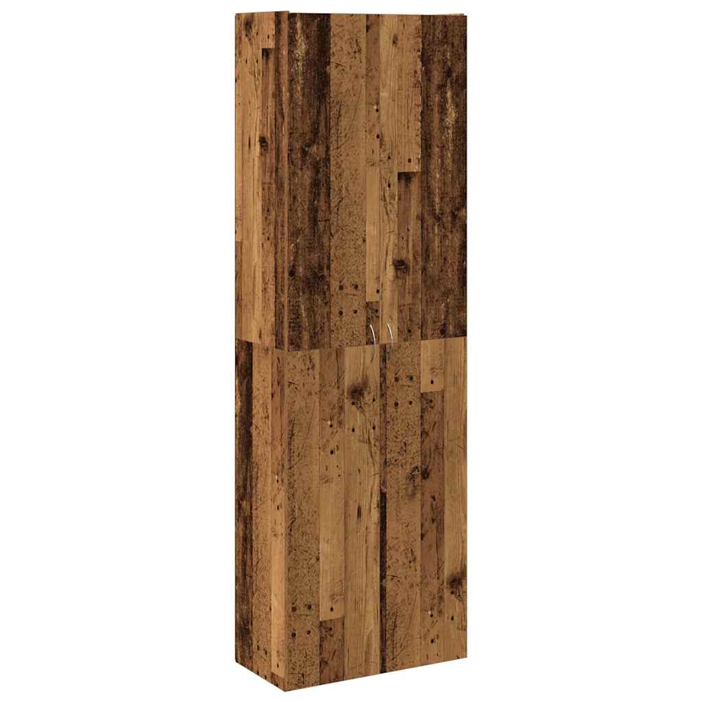 Hoge kast 60x32x190 cm bewerkt hout oud houtkleurig