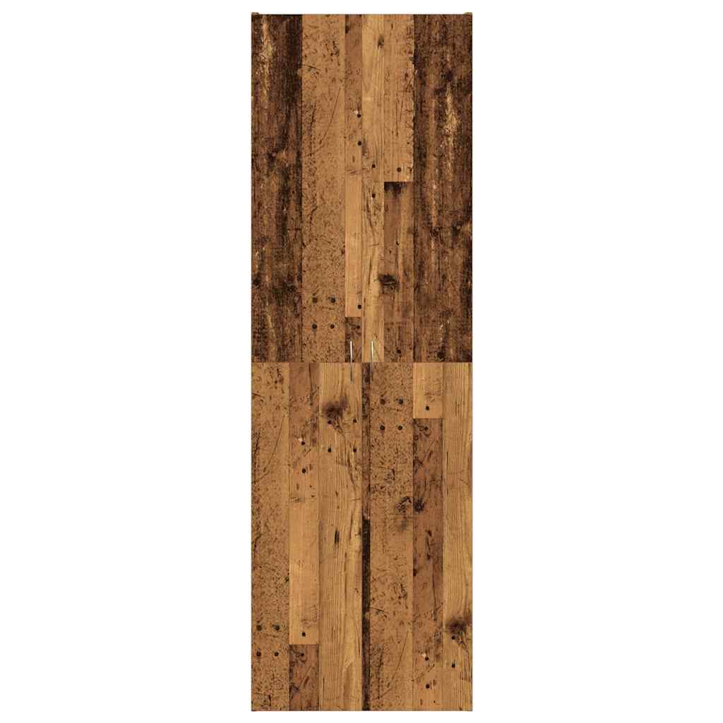 Hoge kast 60x32x190 cm bewerkt hout oud houtkleurig