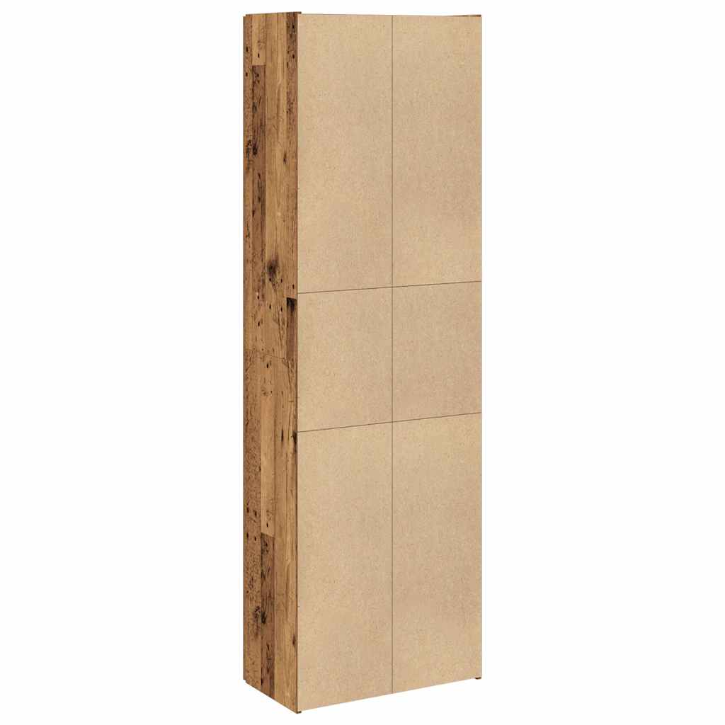 Hoge kast 60x32x190 cm bewerkt hout oud houtkleurig