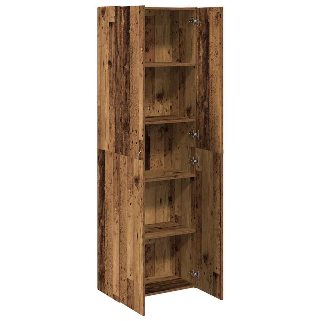 Hoge kast 60x32x190 cm bewerkt hout oud houtkleurig