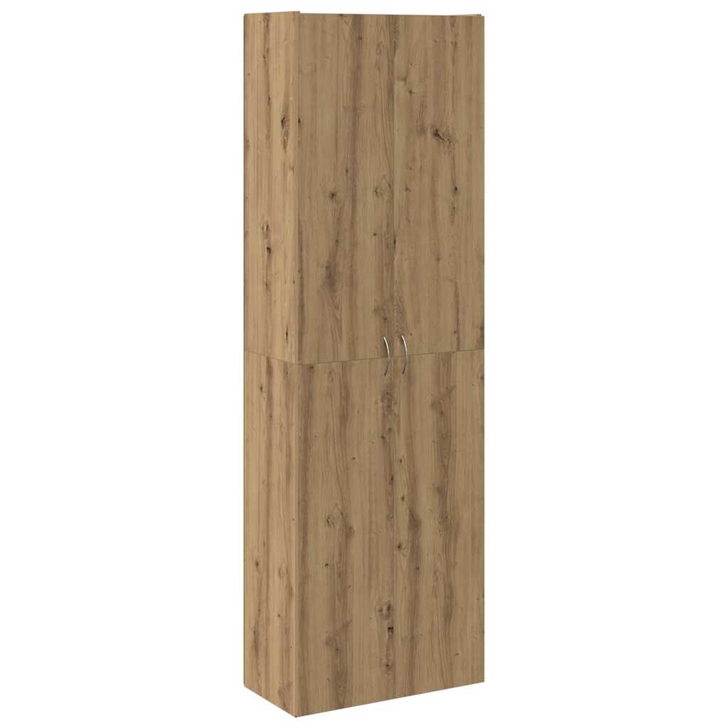 Hoge kast 60x32x190 cm bewerkt hout artisanaal eikenkleur