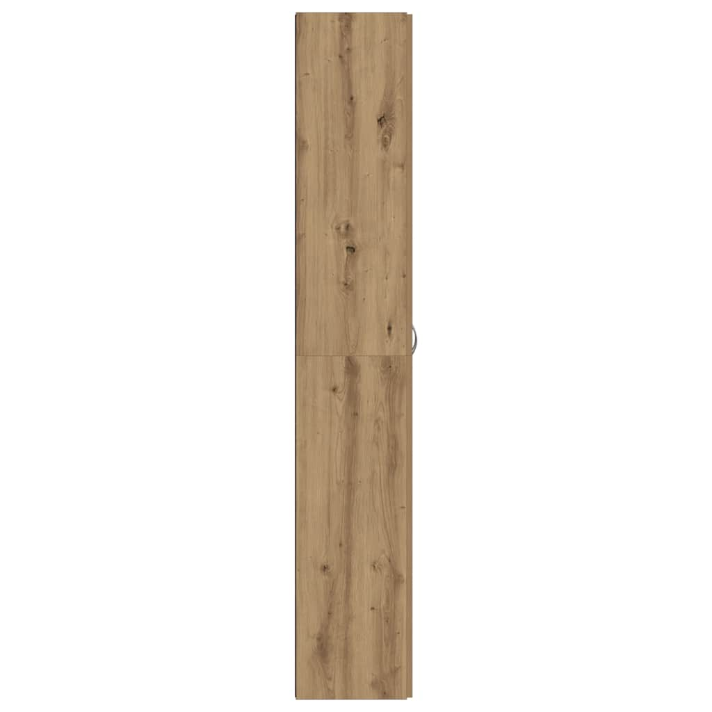 Hoge kast 60x32x190 cm bewerkt hout artisanaal eikenkleur