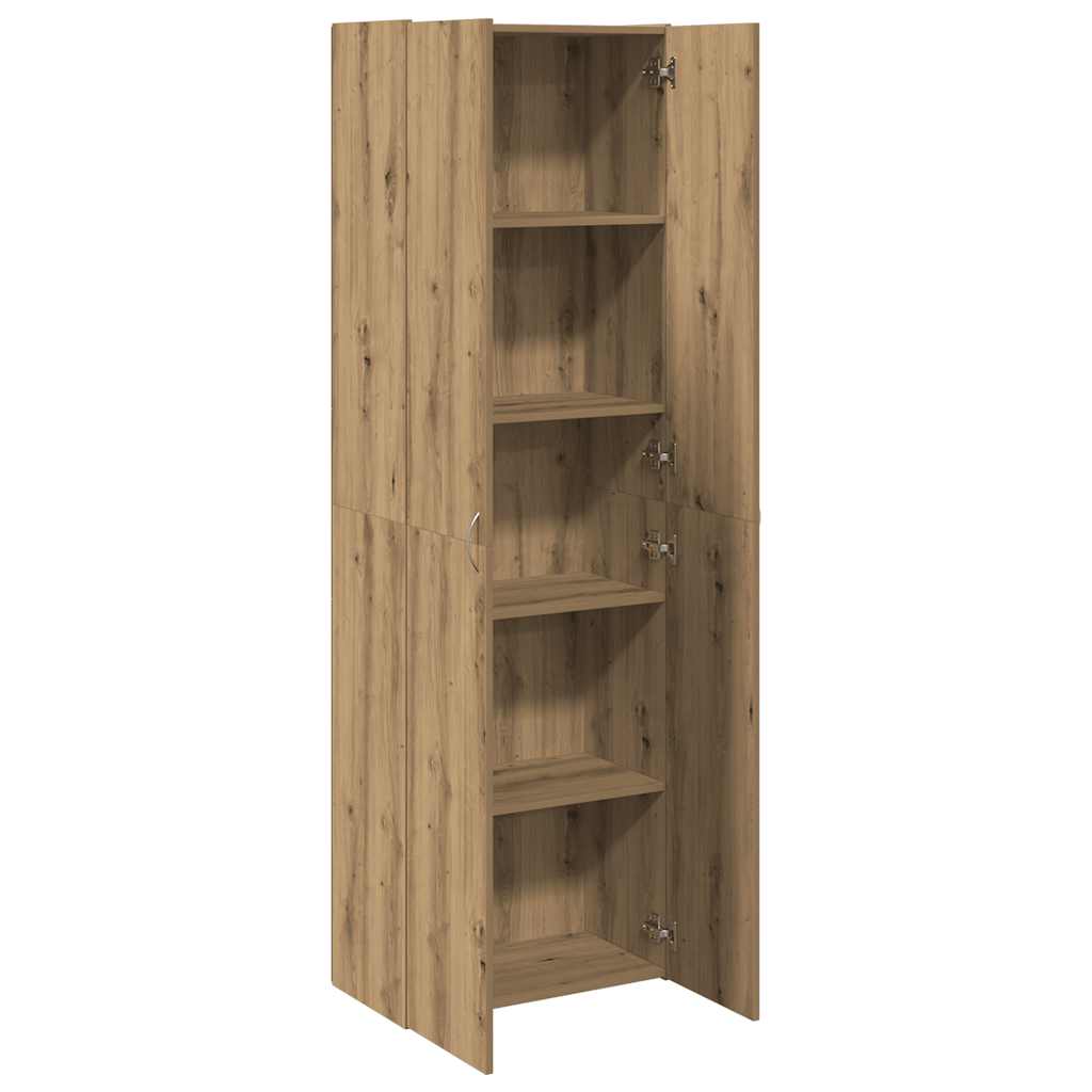 Hoge kast 60x32x190 cm bewerkt hout artisanaal eikenkleur