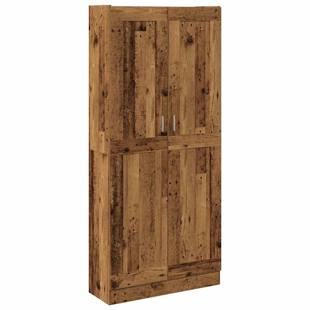 Hoge kast 82,5x30,5x185 cm bewerkt hout oud houtkleurig