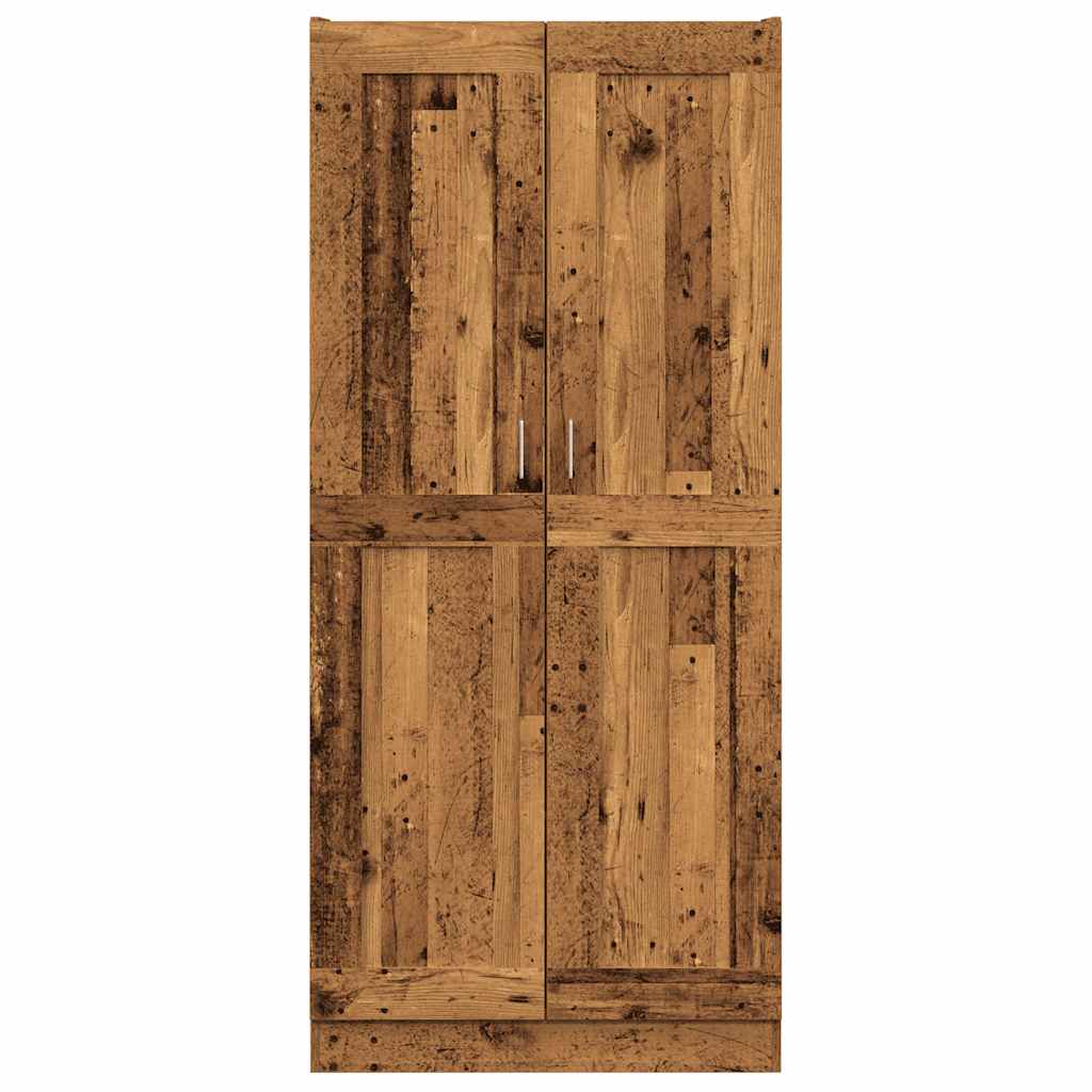 Hoge kast 82,5x30,5x185 cm bewerkt hout oud houtkleurig