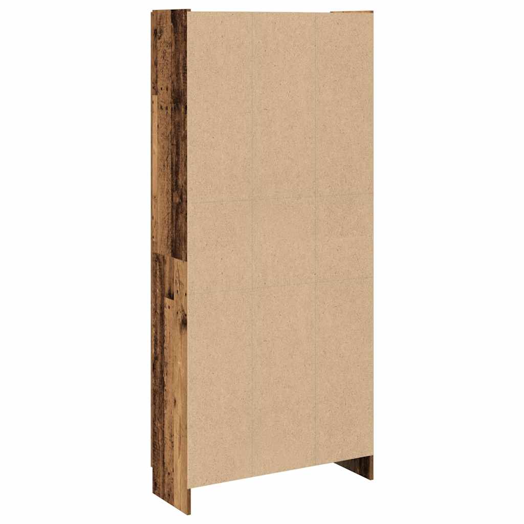 Hoge kast 82,5x30,5x185 cm bewerkt hout oud houtkleurig