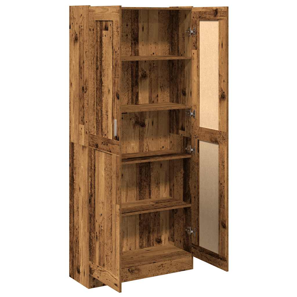 Hoge kast 82,5x30,5x185 cm bewerkt hout oud houtkleurig