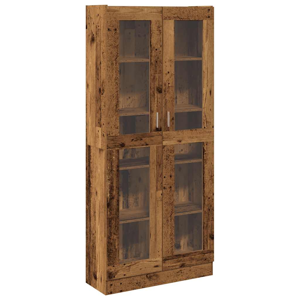 Hoge kast 82,5x30,5x185 cm bewerkt hout oud houtkleurig