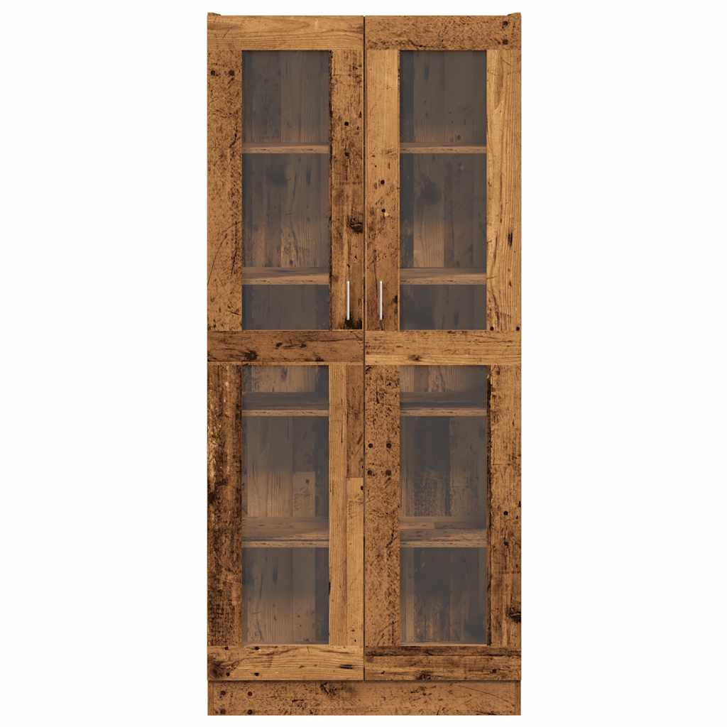 Hoge kast 82,5x30,5x185 cm bewerkt hout oud houtkleurig