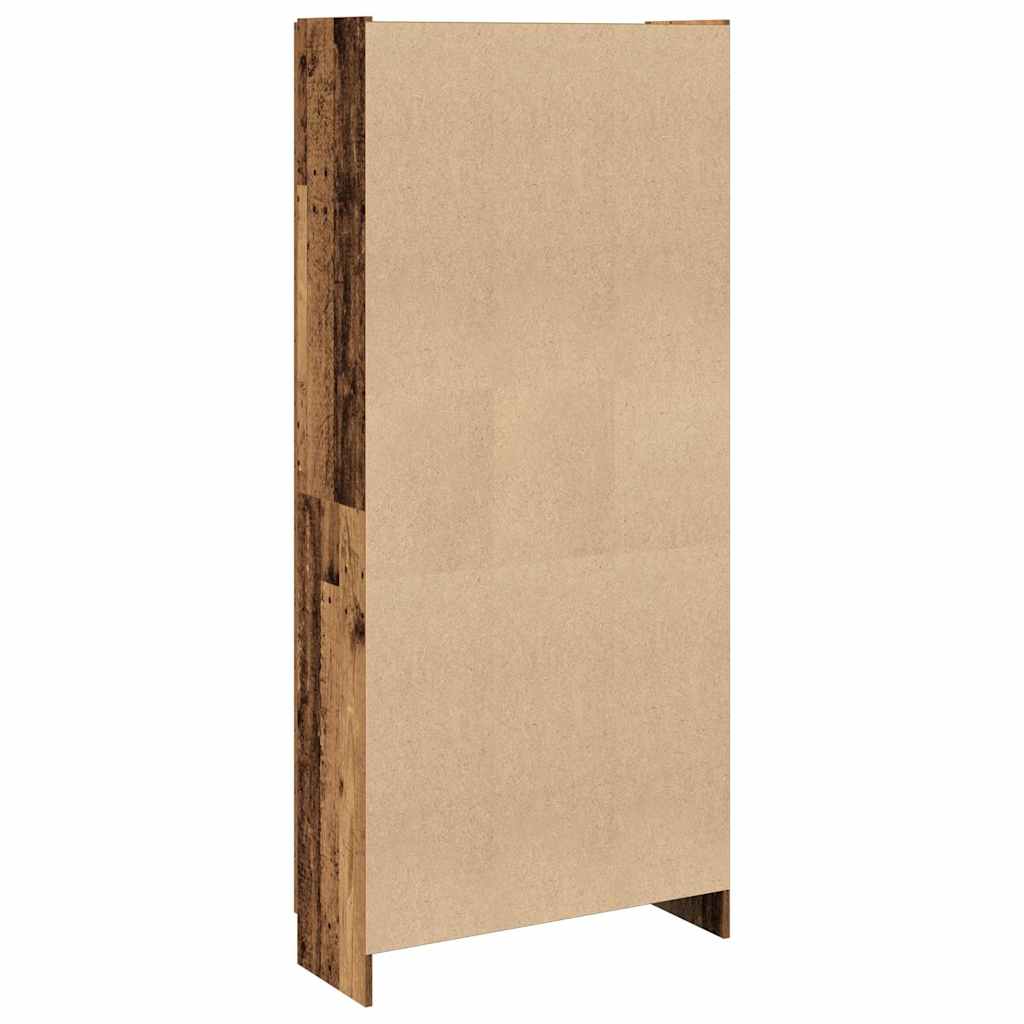 Hoge kast 82,5x30,5x185 cm bewerkt hout oud houtkleurig