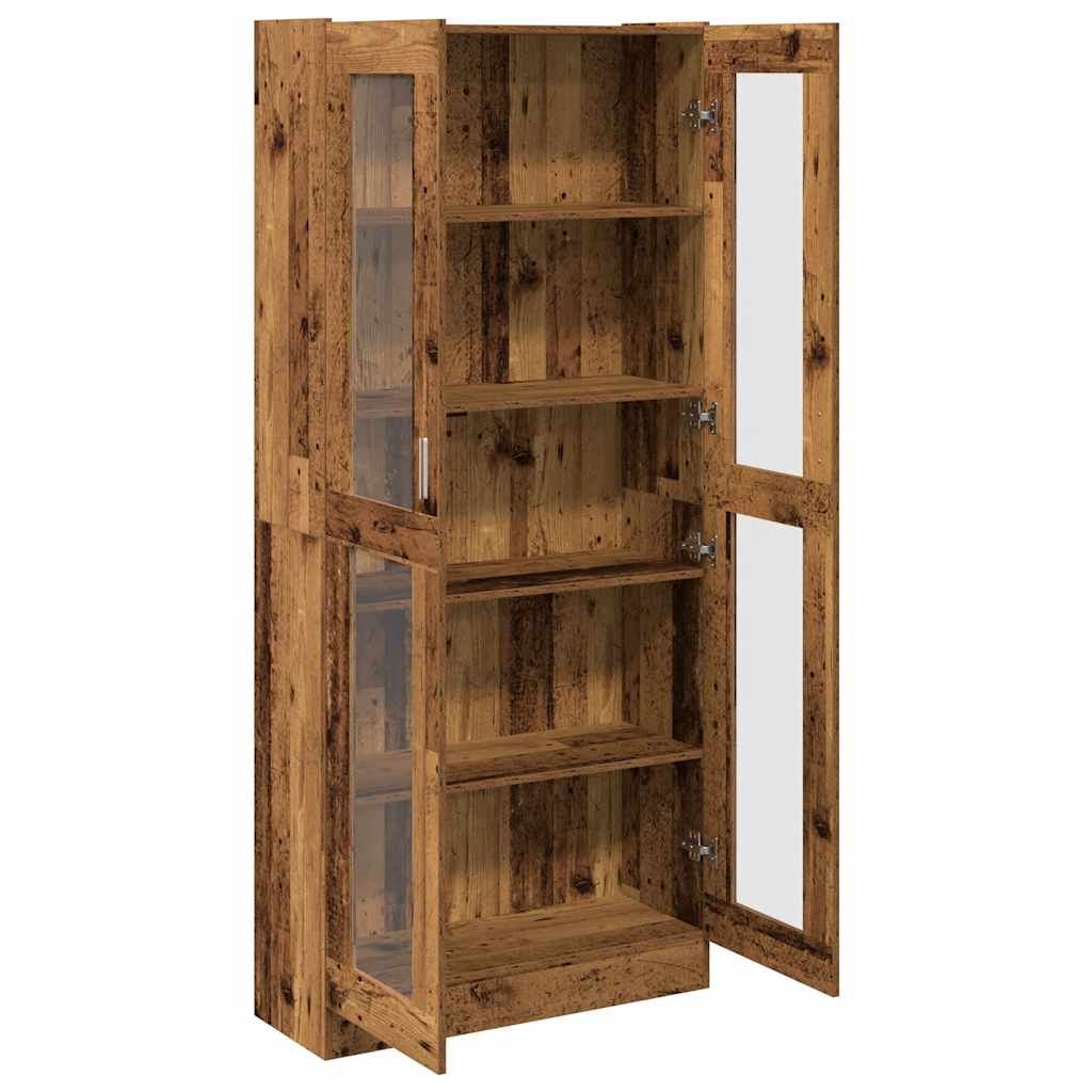 Hoge kast 82,5x30,5x185 cm bewerkt hout oud houtkleurig