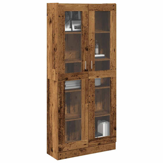 Hoge kast 82,5x30,5x185 cm bewerkt hout oud houtkleurig