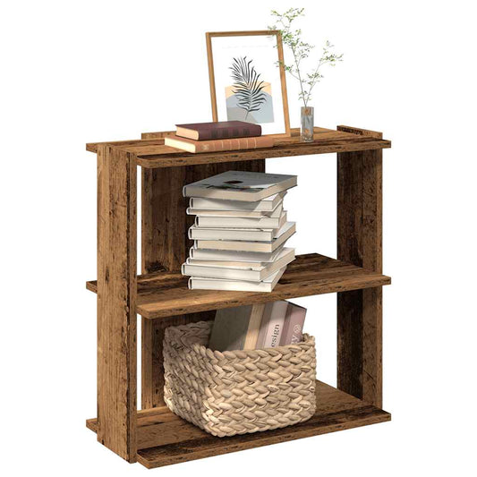 Boekenkast 3-laags 60x30x60 cm bewerkt hout oud houtkleur